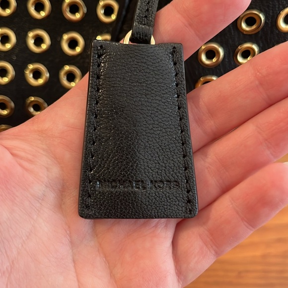 Black Leather Michael Kors Hamilton North South Tote with Gold Grommet Detailing - Picture 3 of 9